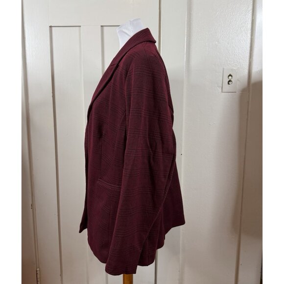 Lane Bryant Ponte Knit Blazer Jacket 20W Burgundy Plaid One Button Office 2024 - Picture 4 of 10